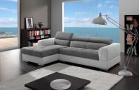 Луксозен диван с лежанка в бяло и сиво